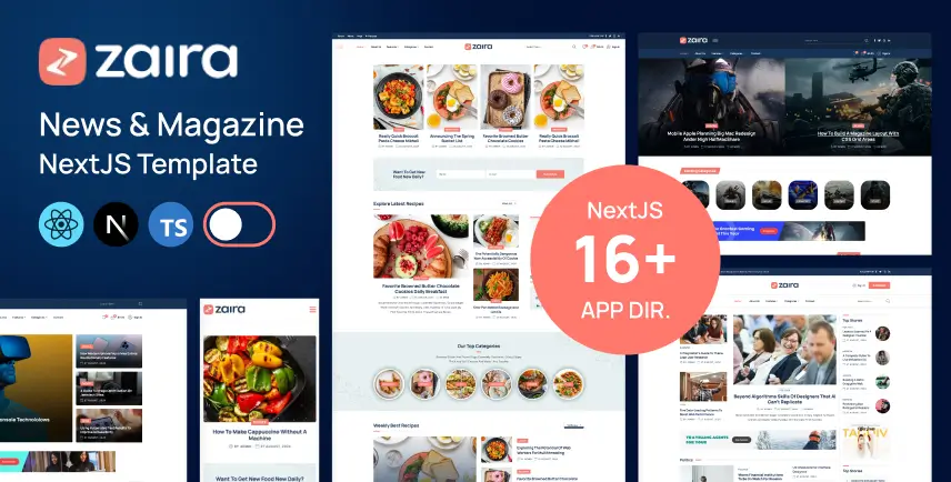 Zaira – News Magazine React NextJS Template