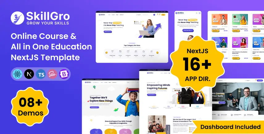 SkillGro – Online Courses & Education NextJS Template