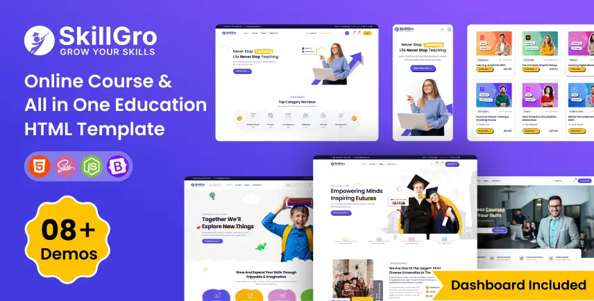 SkillGro – Online Courses & Education Template